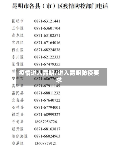 疫情进入昆明/进入昆明防疫要求