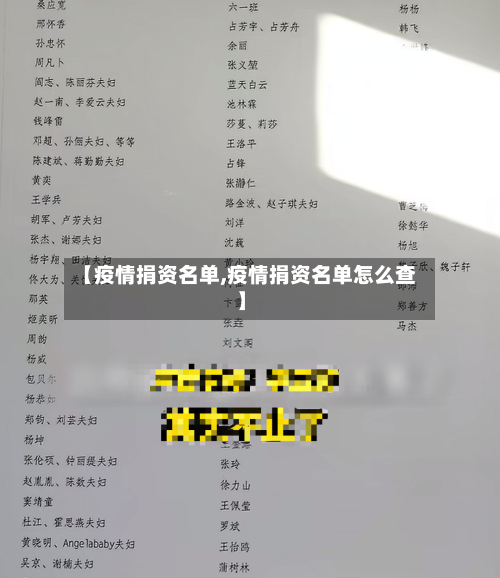 【疫情捐资名单,疫情捐资名单怎么查】